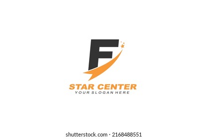Inspiración en el diseño del logo de la estrella F. Diseño de plantilla de letras vectoriales para marca.