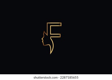 f style monogram icon with women face graphic design