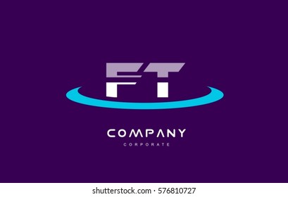 f t ft cyan magenta blue letter combination alphabet vector company logo icon sign design template 