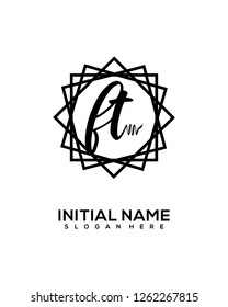 F T Initial Handwriting Logo Template Vector