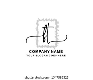 F T Initial Handwriting Logo Template