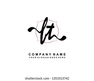 F T Initial Handwriting Logo Template