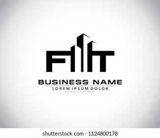 F T Initial logo concept with building template vector.