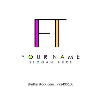 F & T initial minimalist logo template vector