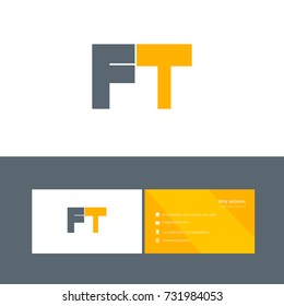 F T joint bold letter design vector with business card template