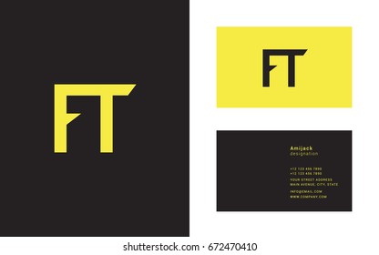 F T joint logo icon with Business card template