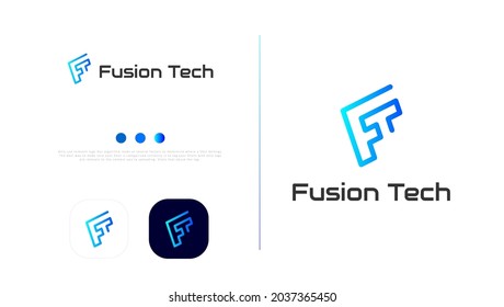 Design-Vektor-Vorlage für F- und T-Buchstaben-Tech-Logos