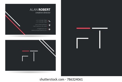 F & T stroke letter design with business card template