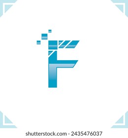 Plantilla de logotipo de F Tech Pixel