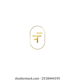 Tecnología de Vector del icono del logotipo del oro de la tecnología de F