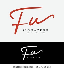 F, U, FU Initial letter logo. Alphabet FU Handwritten Signature logo