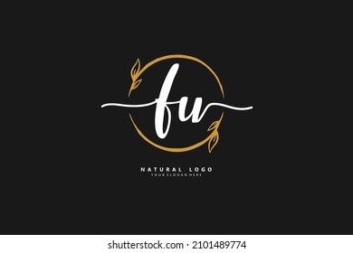 F U FU logo, Initial lettering handwriting or handwritten for identity. Logo with signature and hand drawn style.