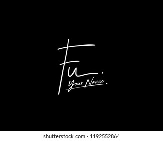 F U FU Signature initial logo template vector