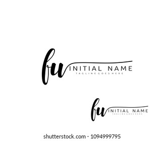F U Initial handwriting logo vector. Hand lettering for designs.