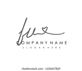 F U Initial handwriting logo vector