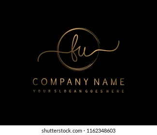 F U Initial handwriting logo vector