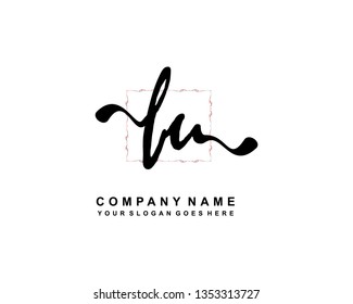 F U Initial Handwriting Logo Template