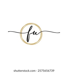 F U Initial Script Letter Beauty Logo Template