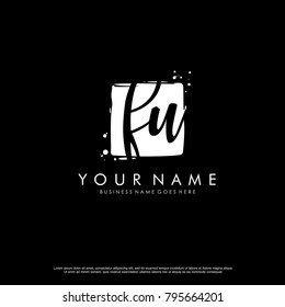 F U Initial square logo template vector