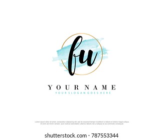 F U Initial water color logo template vector