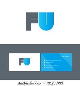 F U joint bold letter design vector with business card template
