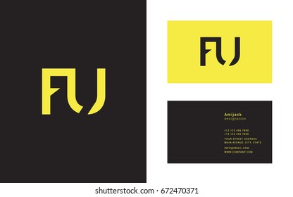 F U joint logo icon with Business card template