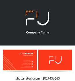 F U joint logo stroke letter design with business card template