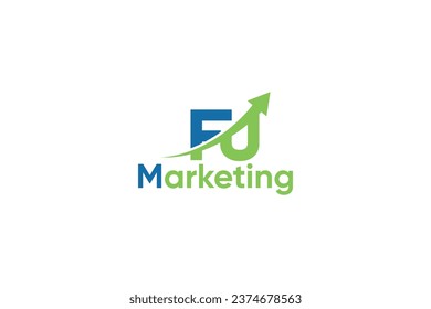 F U Letter And Arrow Digital Marketing Logo Vector Template