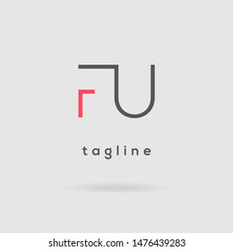 F & U Letters joint logo design vector template