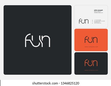 F U N Letters Joint logo icon and business card vector template.