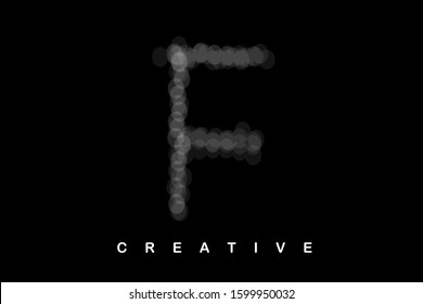 F uppercase letter with gray smoke and soft curved lines. Vector illustration letter for logo, label, monogram, cover, emblem, company name, font, business sign, template, icon or web page design.