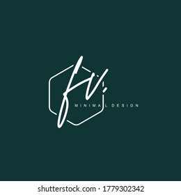 F V FV Initial handwriting or handwritten logo for identity. Logo with signature and hand drawn style.