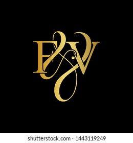 F & V / FV logo initial vector mark. Initial letter F&V FV luxury art vector mark logo, gold color on black background.