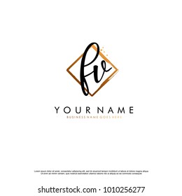 F V Initial abstract logo template vector
