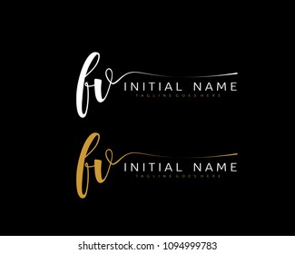 F V Initial handwriting logo vector. Hand lettering for designs.