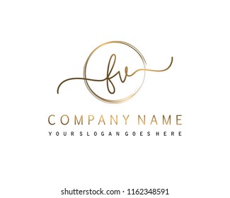 F V Initial handwriting logo vector
