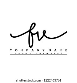 F V Initial handwriting logo vector