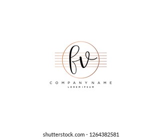 F V initial handwriting logo vector