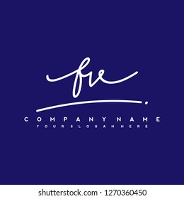 F V Initial handwriting logo vector