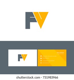 F V joint bold letter design vector with business card template