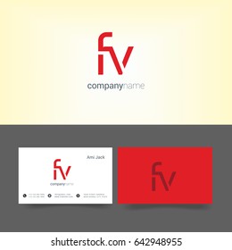 F V joint logo vector symbol with business card template