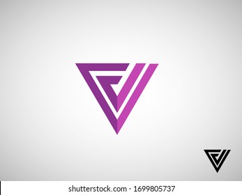 F V Logo Vector Illustration Design with Triangular Shape   for E-commerce, IT, Company, Super Market, Products, Education, Food, Agency, Creative, Medical, Entertainment, Media, Music, Social Media