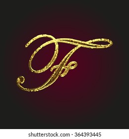 f vector golden letter