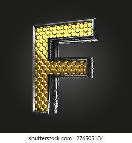 f vector golden and silver letter