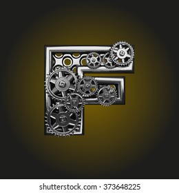 f vector letter with gears