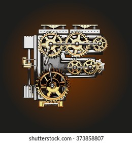 f vector letter with gears