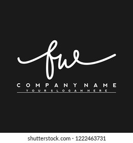 F W Initial handwriting logo vector