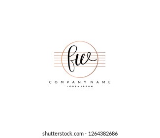 F W initial handwriting logo vector