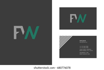 F W joint logo design vector with business card template
