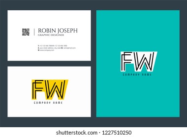 F W Joint logo icon with business card vector template.
